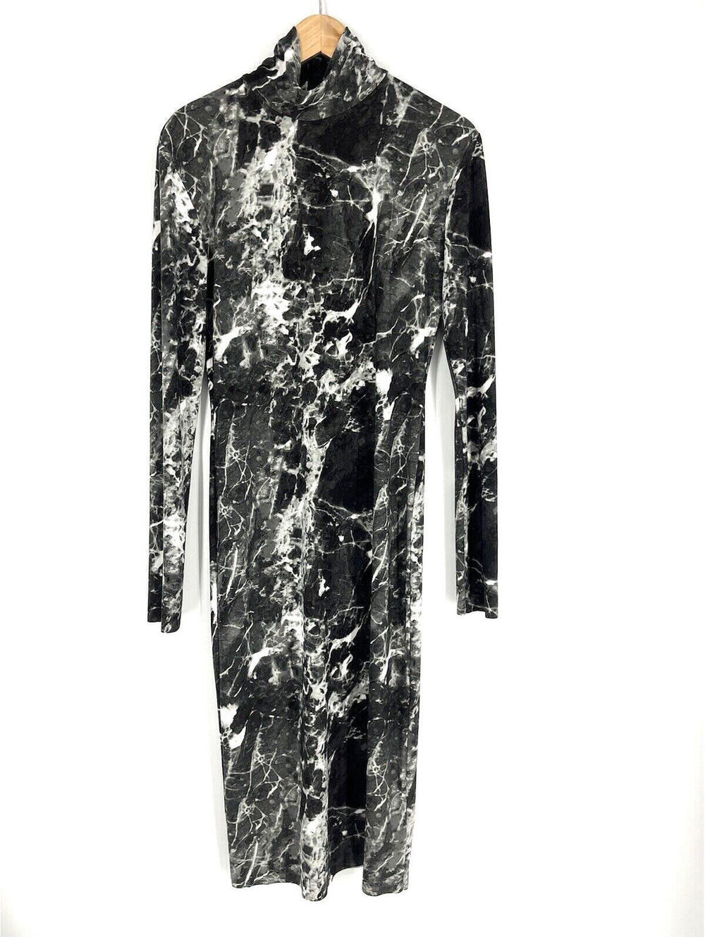Norma Kamali x KamaliKulture Dress Size Medium Turtleneck Tie Dye Sheath Midi